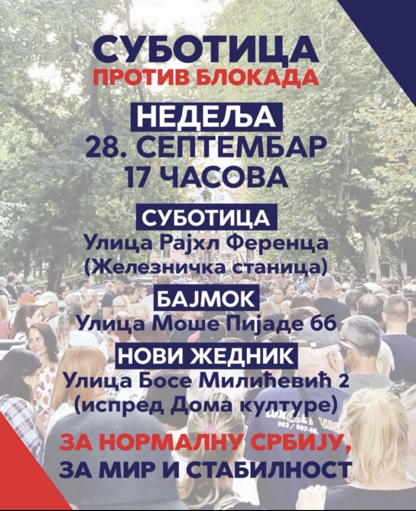 „Subotica protiv blokada“ u nedelju na tri lokacije