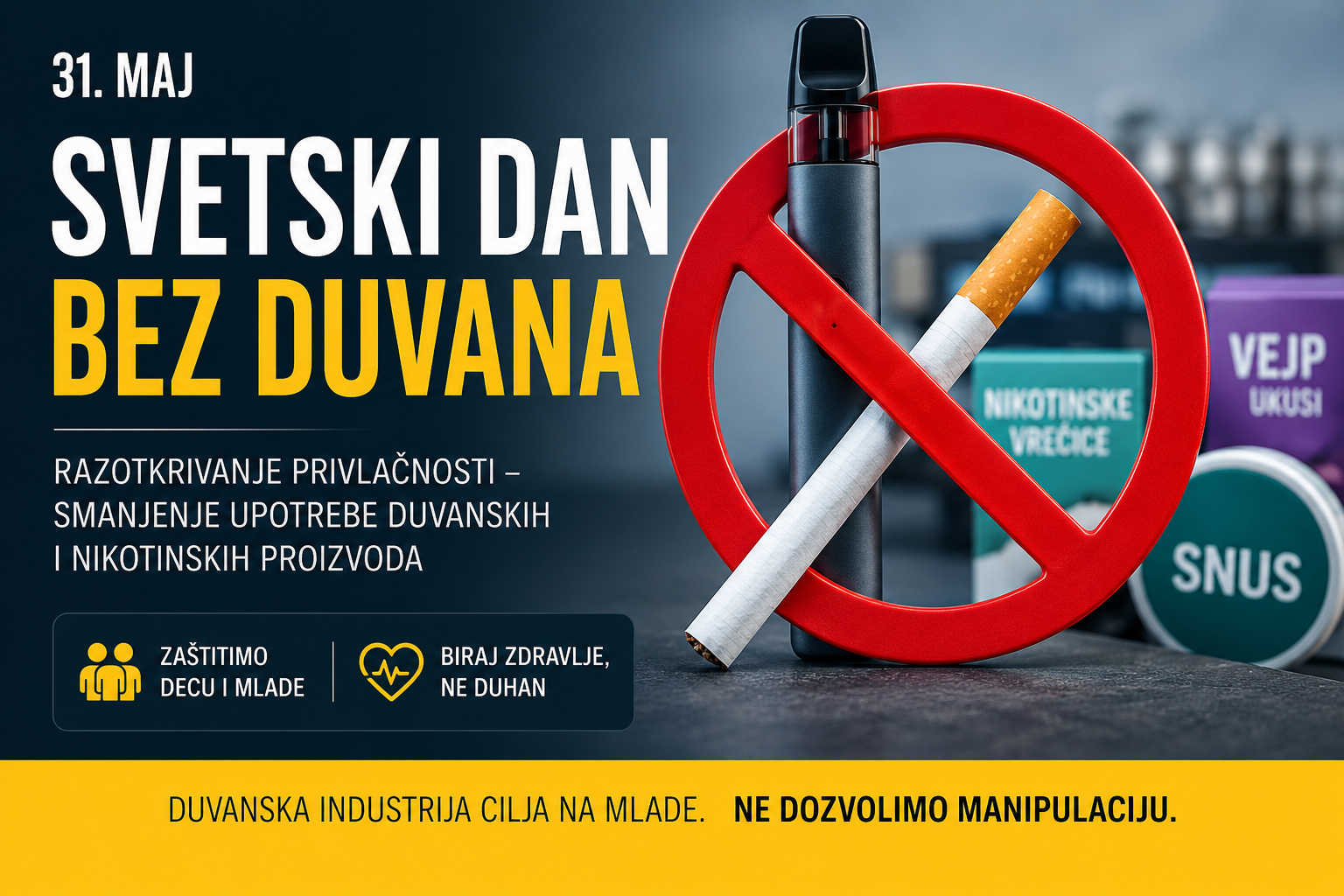 Duvanska industrija na meti SZO: Subotica obeležava Svetski dan bez duvana akcijama u školi i mesnoj zajednici
