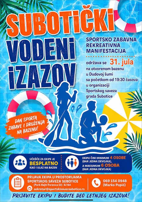Subotički letnji izazov: Osam ekipau petak se bori za titulu na bazenu u Dudovoj šumi
