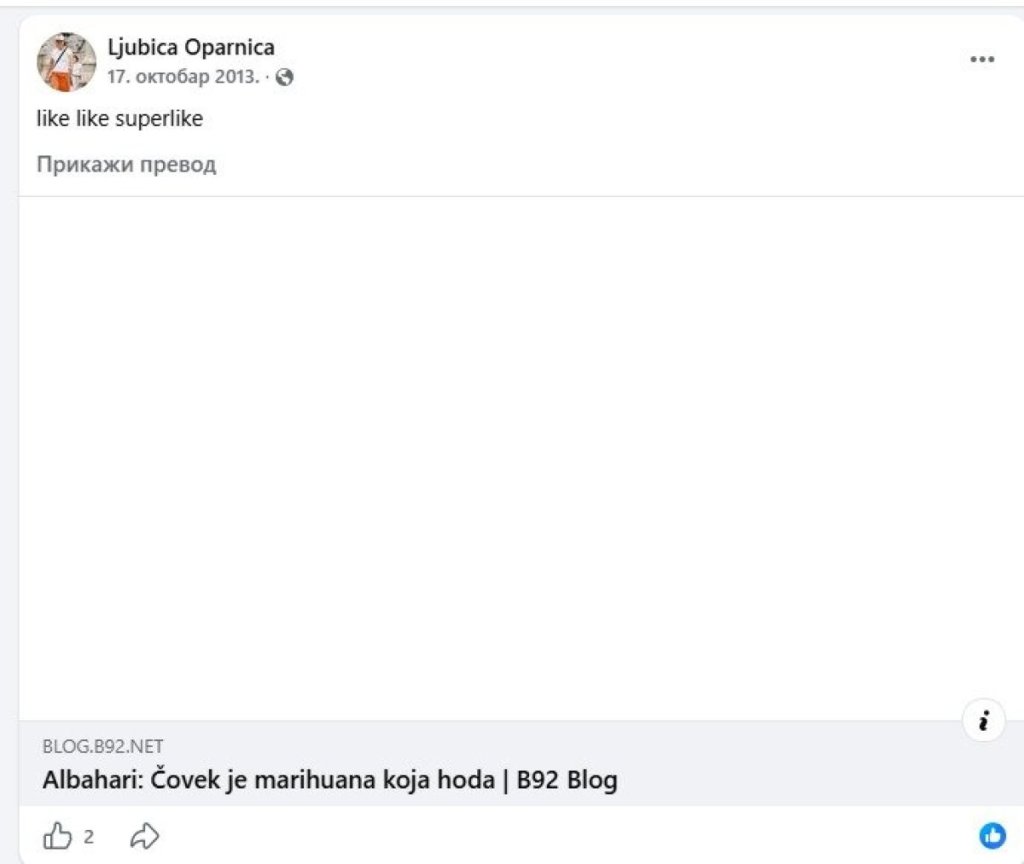 Blokaderka sa liste na društvenim mrežama otvoreno promoviše marihuanu: