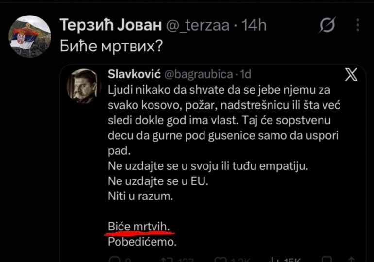 „BIĆE MRTVIH“ Blokaderi uputili jezive pretnje Vučiću i narodu Srbije