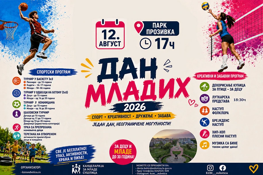 Međunarodni dan mladih: U Subotici akcija „Jedan dan, neograničene mogućnosti!"