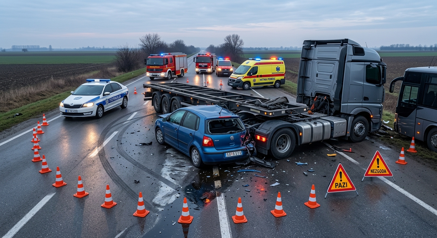 ŽENA POGINULA KOD TAVANKUTA: Preticala autobus, izgubila kontrolu i udarila u kamion